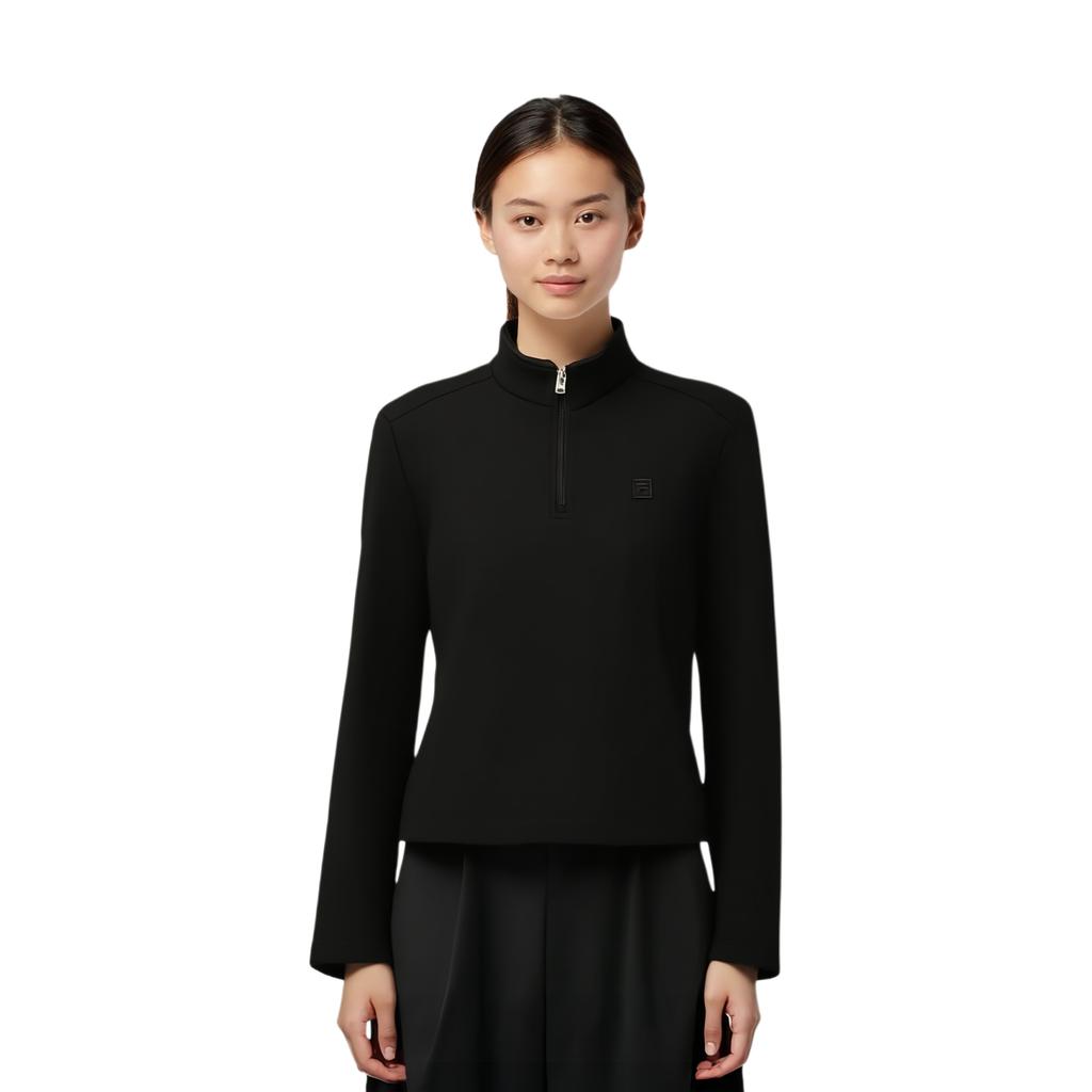 FILA Milano Series Classic Simple Fashion Comfortable Versatile Knitted Long Sleeve T-Shirt Women Tops F11W545205FBK
