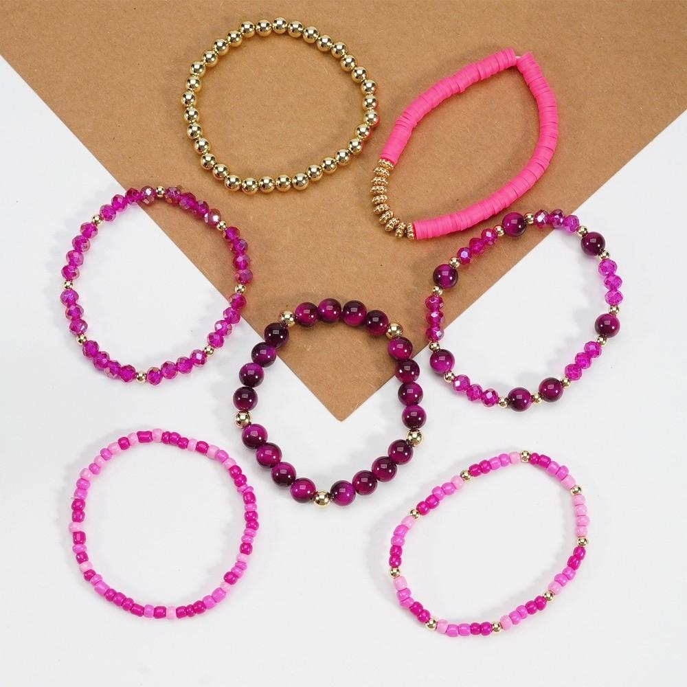 7 PC/Set Handmade Beads Bracelet Set Elastic Rope Hand Chain New Stackable Bangles Set Gifts