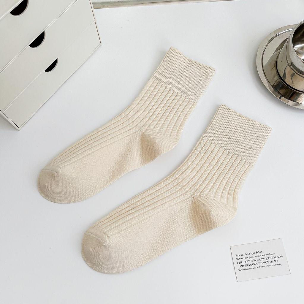 Women's White Long Cotton Mid-Tube Socks - Trendy Japanese-Inspired Summer Style with Loose Fit