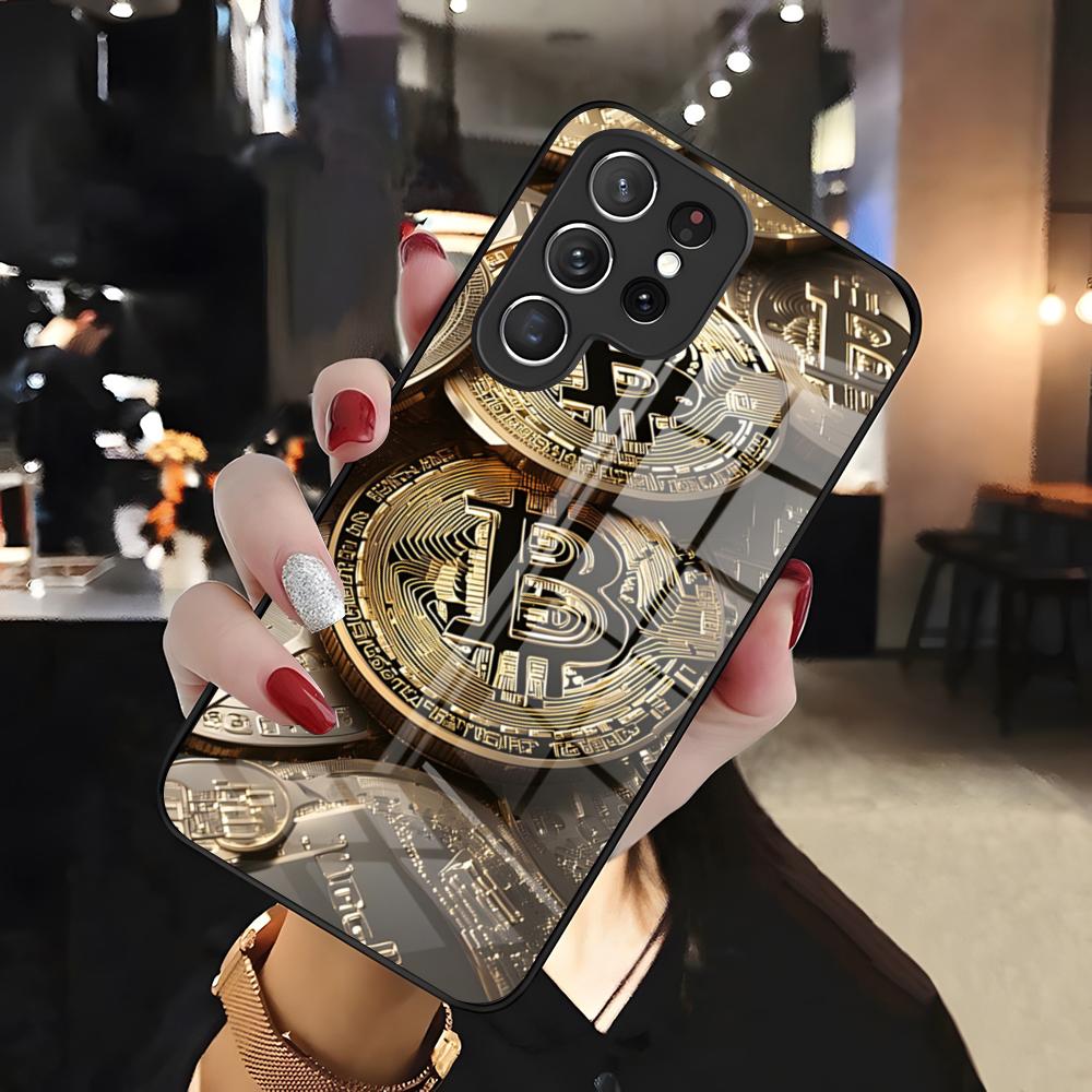 Bitcoin Phone Case For Samsung S26 S25 Edge Ultra 24 23 22 21 Ultra Plus Fe A55 56 15 4G 5G Glass Cover