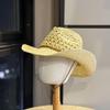 American retro western cowboy jazz hollow straw hat for women, summer seaside beach vacation sun hat, woven hat