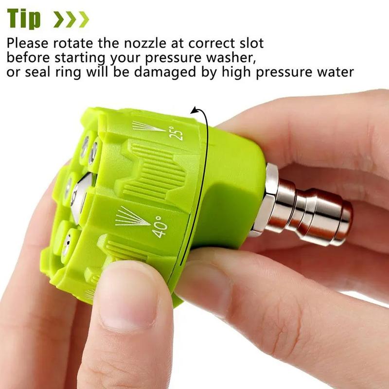 Pressure Washer Tips 6 In 1 Multifunctional Power Washer Tip Max 3500 PSI 1/4in Plug Connect Tips Nozzle Tips 360 Degree