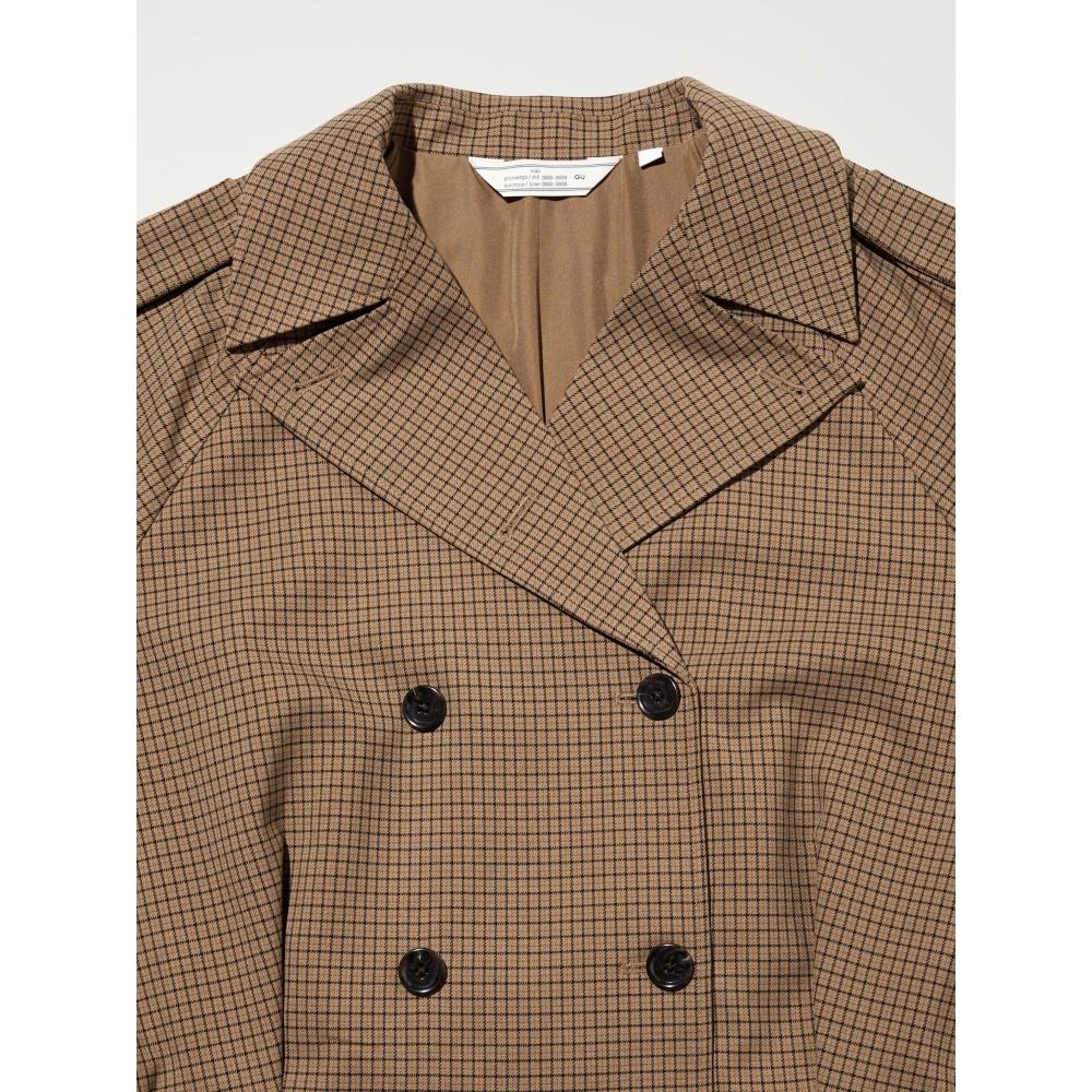 Gu By Uniqlo Short Trench Check Coat Rokh