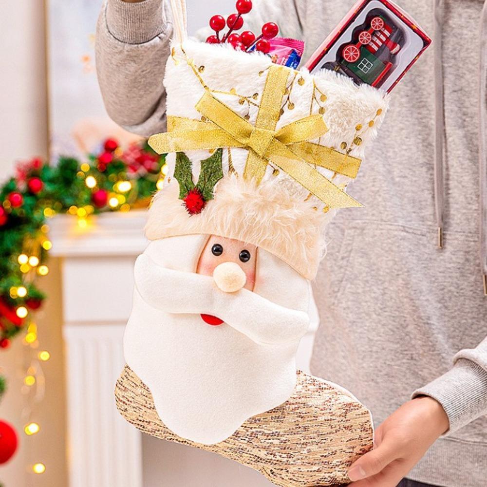 Hanging Christmas Socks Santa Claus Xmas Tree Ornament Gift Creative Christmas Candy Bag  Festival
