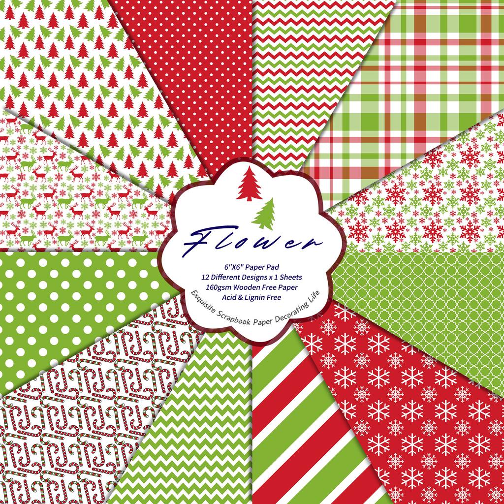 DIY Hot Sale 12 Sheets/package Handbook Material Package Color Christmas Material Paper Scrapbook Card Making Background Paper