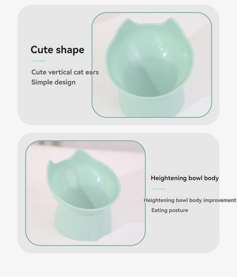 High Foot Pet Bowl Raised Tilted Cat Bowl Washable Plastic Combination Anti Tipping Drinking Water Non Slip for Cats Dogs