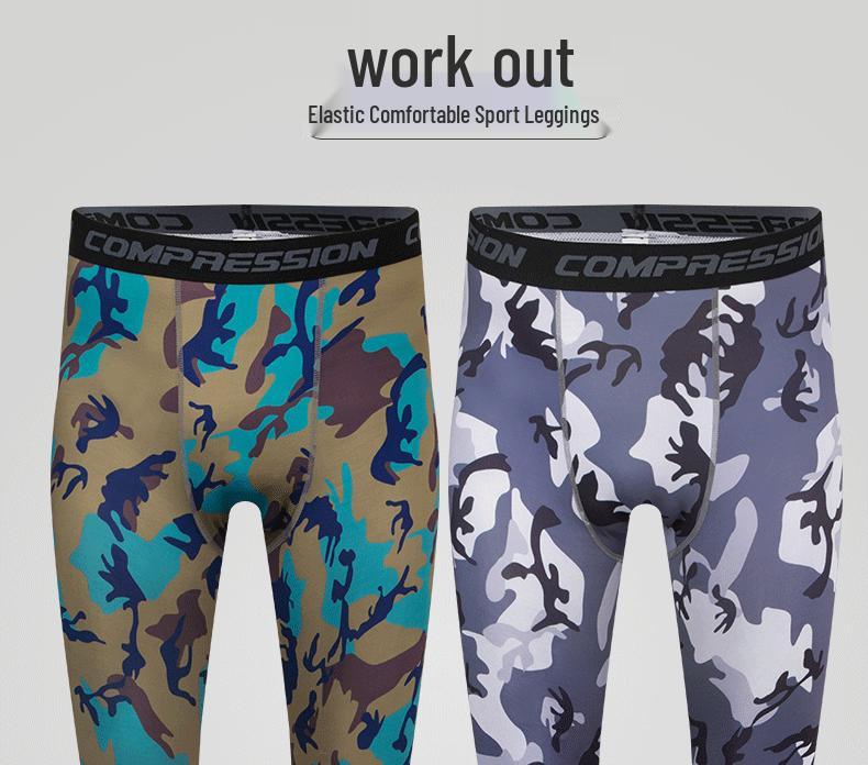 Men's Quick-Drying Camouflage Compression Tights for Running & Basketball