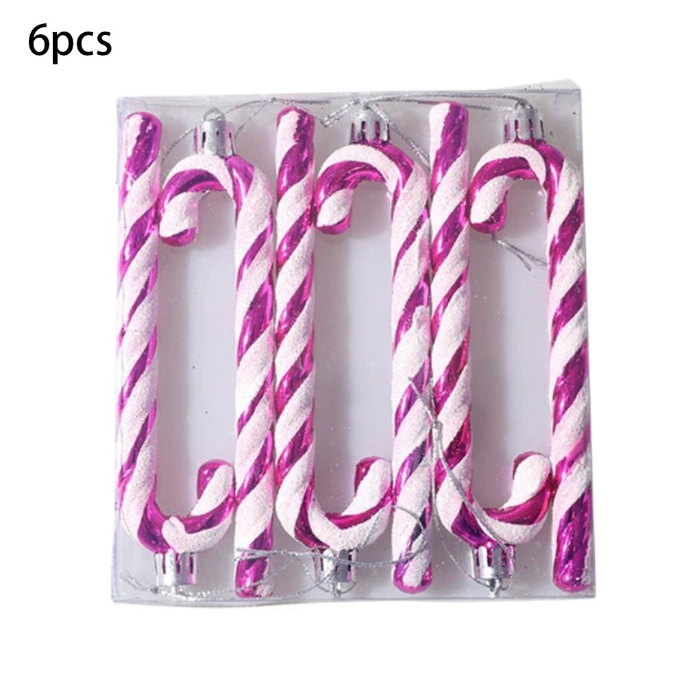 

Рождественская елка Конфетные украшения 6 шт. Пластиковая конфета трость Подвесное украшение 2025 Рождество Дом Вечеринка Принадлежности Декор розы красного