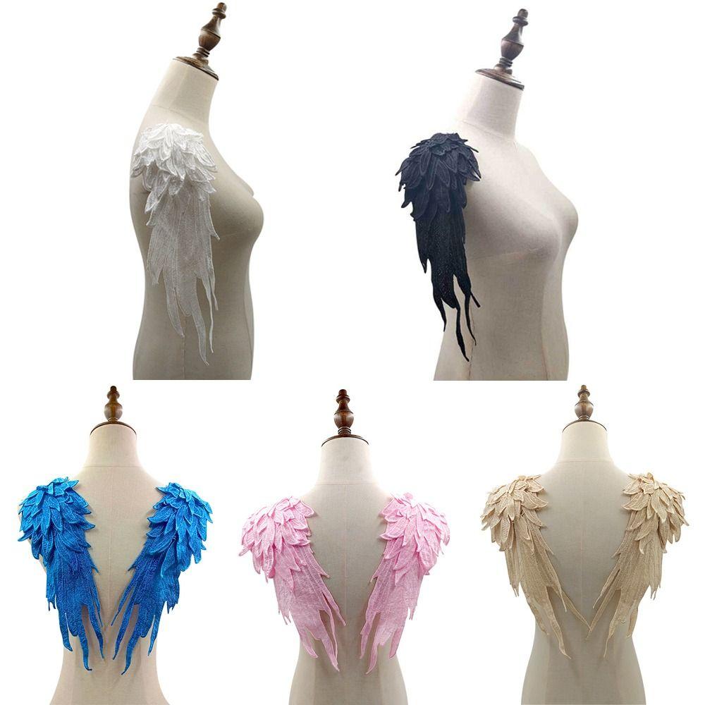 2Pcs Multilayer Flower Collar Patch Embroidery DIY Crafts Fashion Angel Wing Patch