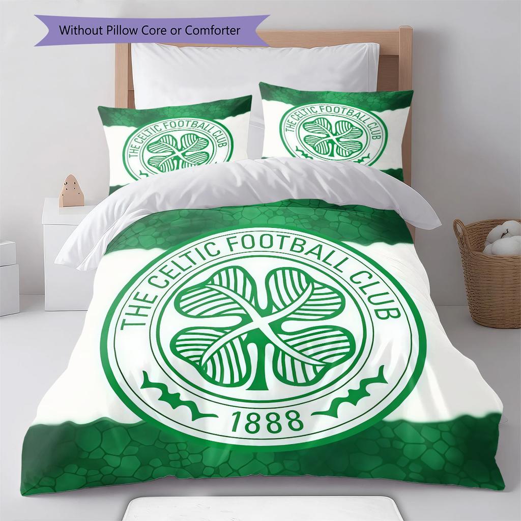 Ensemble de couette Celtic Football Club Housse de couette Taie d'oreiller Décoration de maison Cadeau d'anniversaire (1 housse de couette + 2 taies d'oreiller, sans garniture.)
