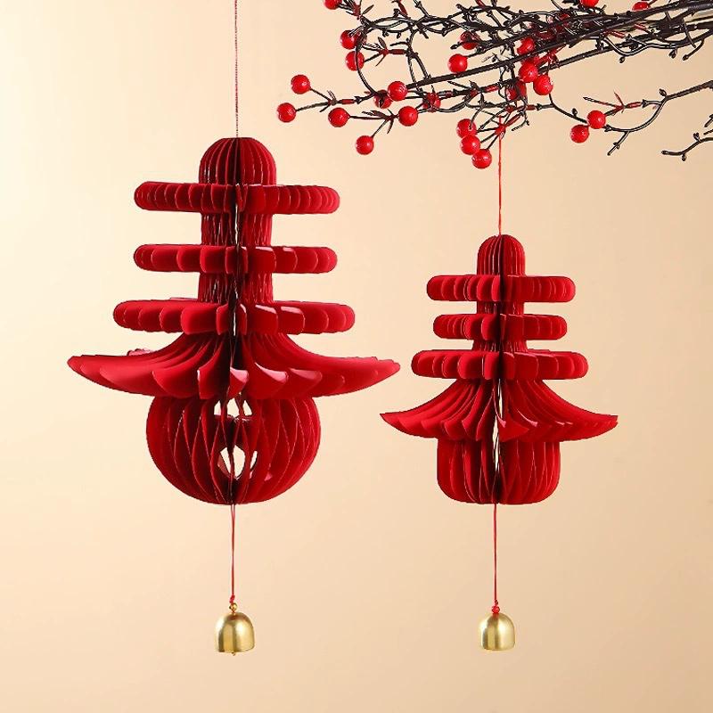 WTEMPO New Year's Day Decorative Wall Hanging Lantern Spring Chinese Style Living Room Scene Decoration Spring Festival Hanging Decoration Supplies