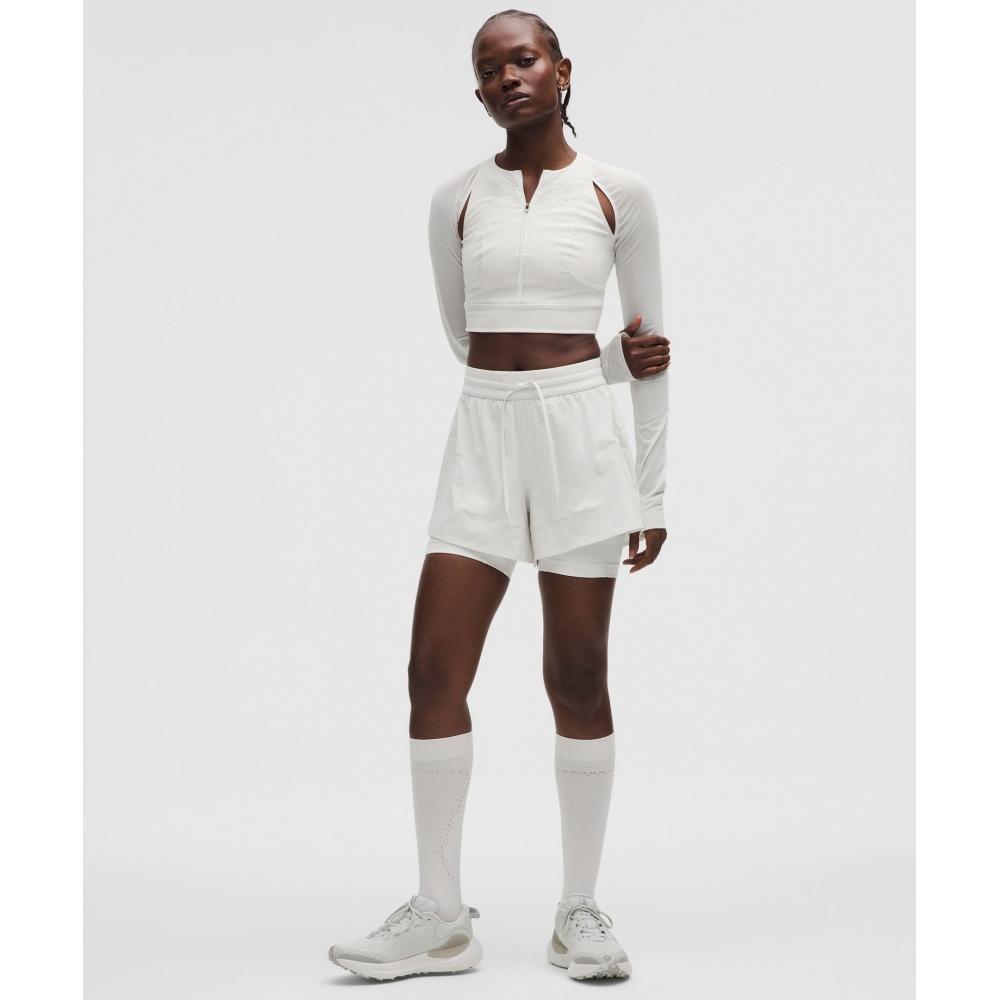 Lululemon Mesh Cropped Long Sleeve Shirt  Slnsh Collection Light Vapor