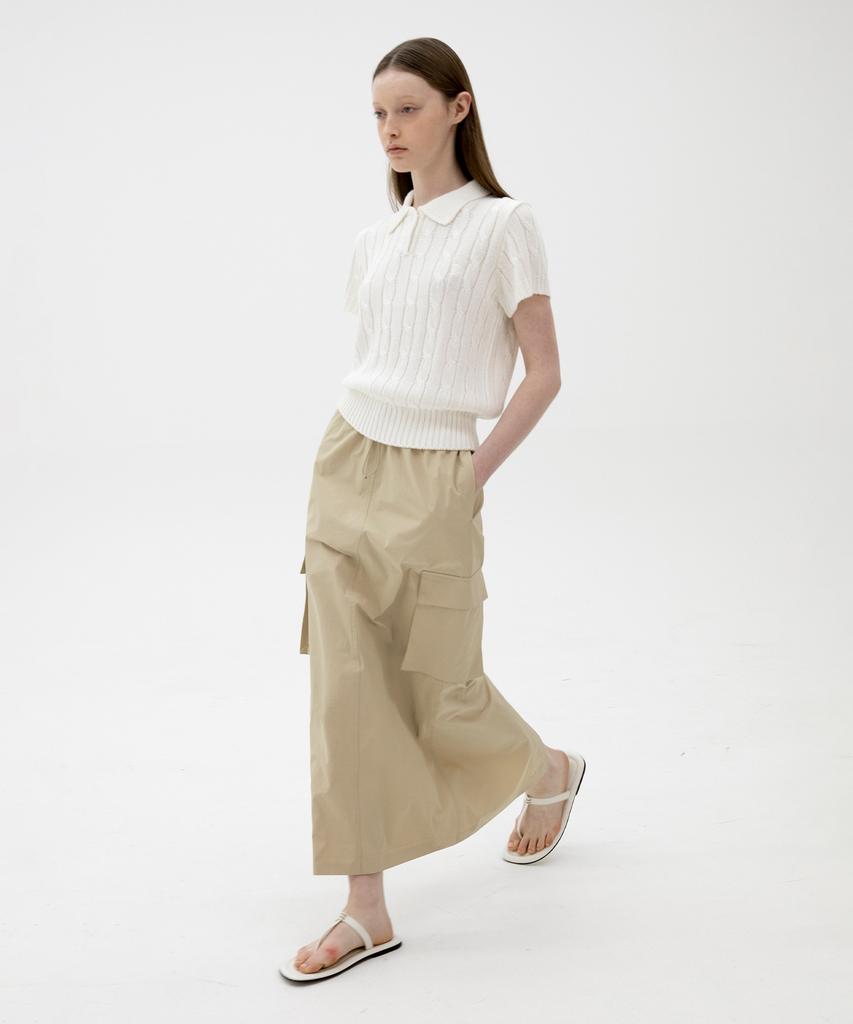 Leuba Cargo String Long Skirt - Beige