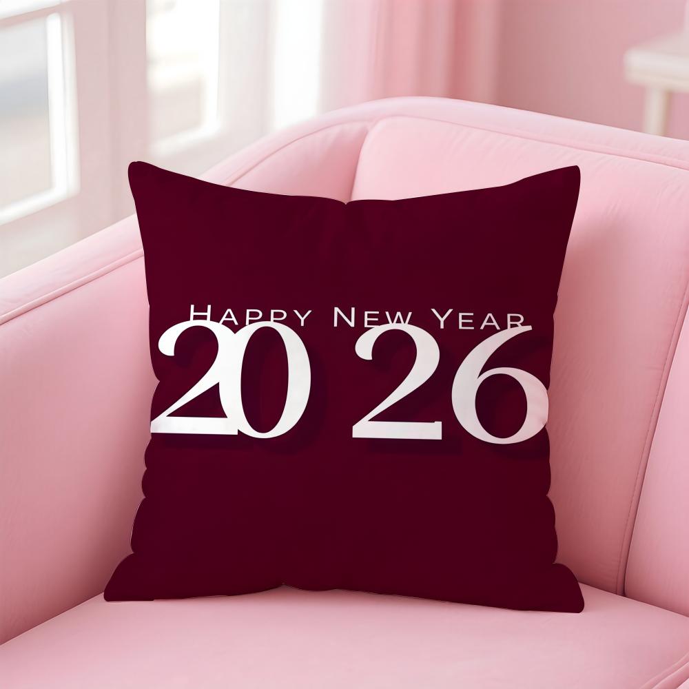 R-Red Tone New Year Edition Cushion Cover Pillow Case Soft Friendly Fabric & Concealed Zipper
