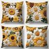3D Embroidered Daisy Pattern Home Decor Pillowcase Living Room Sofa Polyester Cushion Cover with Zipper
