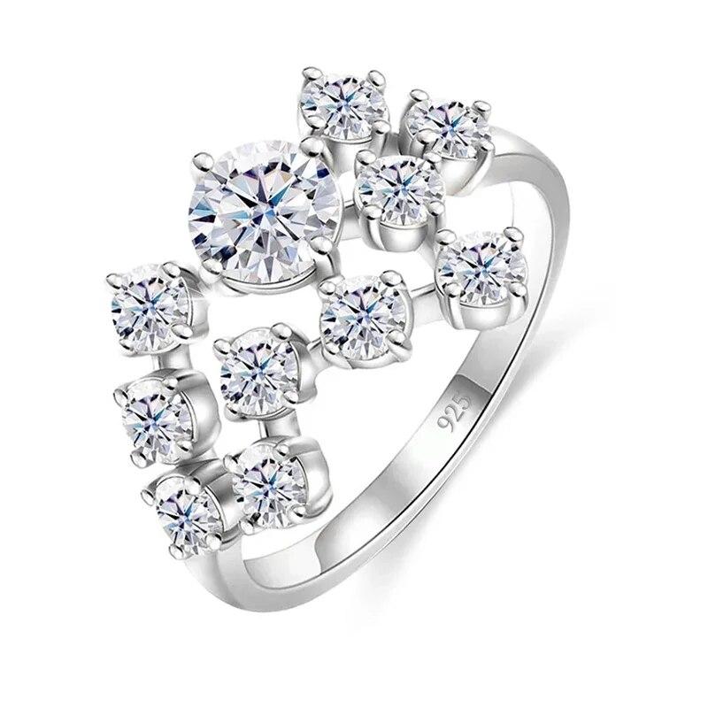 

Кольцо Full D с муассанитом, стерлинговое серебро 925 пробы, лабораторное бриллиантовое обручальное кольцо, дизайнерские обручальные кольца, подарки для женщин, пройти тестер 8