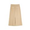 ELLE French Style Split Solid Color High Waist Midi A-Line Skirt Wool Casual Long Skirt Women skirts Light-Khaki ER50571