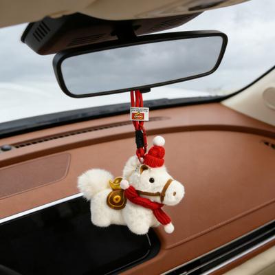 Plüschpferd Schlüsselanhänger Auto Innenraum Anhänger Handgefertigt Tierkreiszeichen 2026 Jahr des Pferdes Anhänger Tasche Anhänger Glücksbringer Neujahr Maskottchen Wohlstand Geschenk