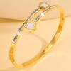 Titanium Steel Bracelet, European and American Fashion Four-leaf Clover Open Bracelet, Women's Diamond-encrusted Hot-selling K Gold Non-fading 