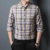Men's Long-sleeved Shirt Business Casual Formal Loose Plaid Shirt