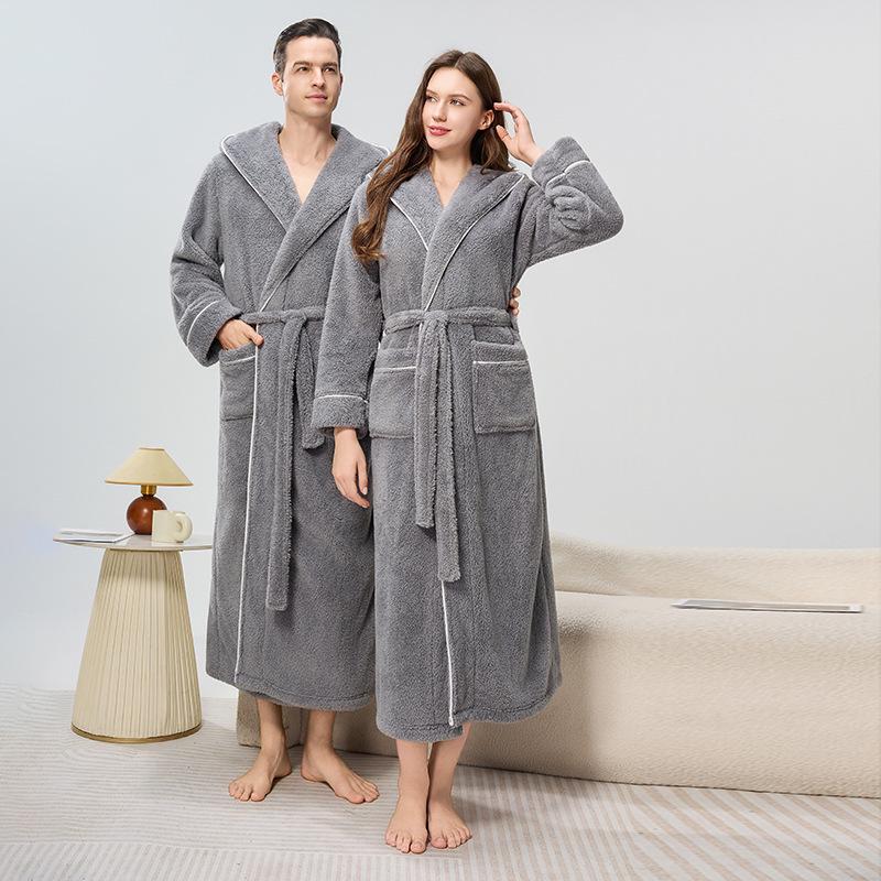 Hommy Robe Plush Cotton Velvet Unisex Hooded Bathrobe - Thick, Warm, Long Robe for ...