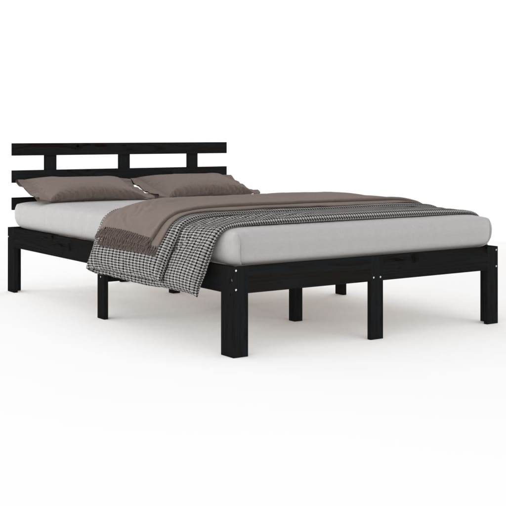Solid Wood Bed Black 200x200 cm