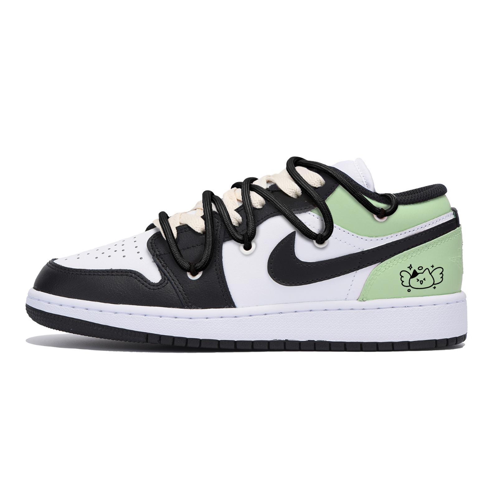 

Jordan Air Jordan 1 Puppy Fragment Slip Resistant Abrasion Resistant Low top Vintage Basketball Shoes Men s Black Green 553558-131(Team85-) 44