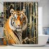 Artistic Tiger Shower Curtain Bamboo Forest Design for Bathroom Decorations Modern Animal Print Home Decoration Waterproof Fabri