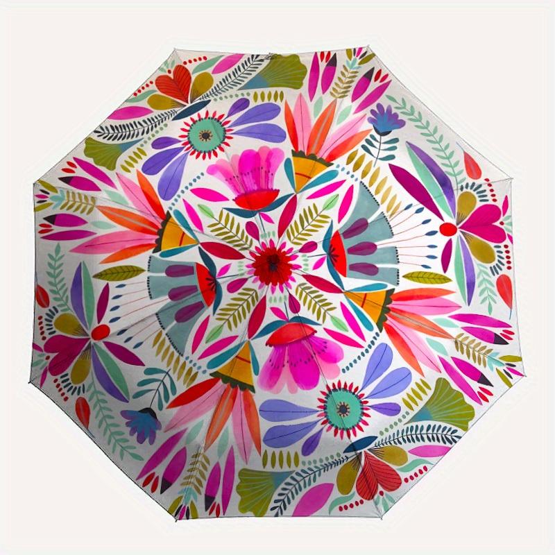 

1pc Floral Mandala Pattern Folding Umbrella , 8 Ribs Casual Durable Lightweight Portable Travelling Umbrella For Men & Women yy250728072