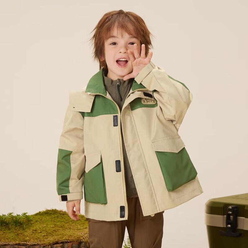 B.Duck Boys  Trendy Color-Block Hooded Windbreaker 150CM