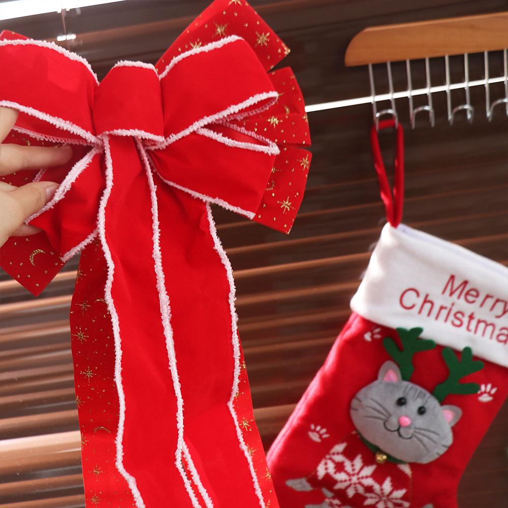 Double Layer Christmas Tree Bowknot Large Size Present Ribbon Knot Christmas Wreath Bow Gift