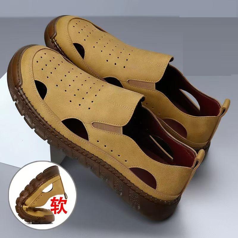 

Летние мужские сандалии большого размера, ультралегкие, с отверстиями, мужская обувь, плоские шлепанцы, повседневная обувь 44