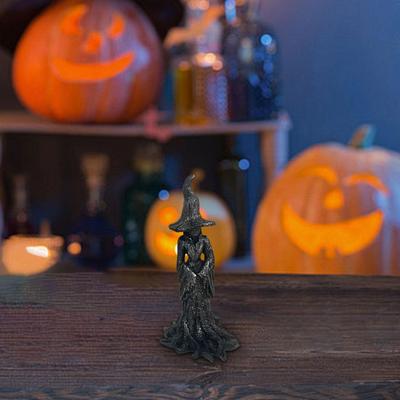 Resin Witch Statue, Halloween Decorative Figurine, Sculpture for Cabinet, Bookcase