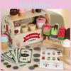 Kids Wooden Pretend Ice Cream Shop Playset With Natural Finish For Birthday Gift