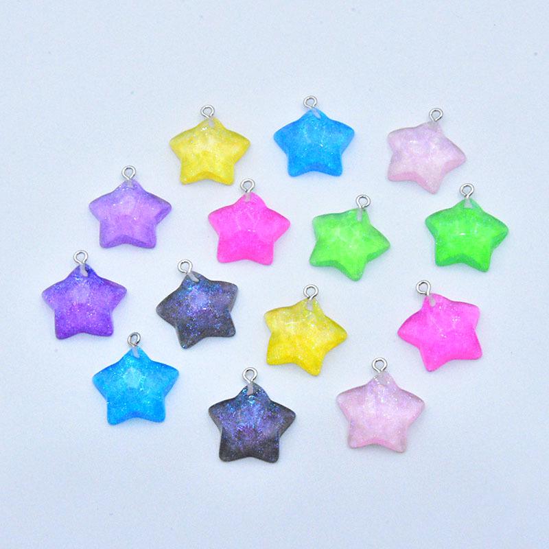 Vibrant Resin Geometric Star Pendant Charm - DIY Jewelry Accessory