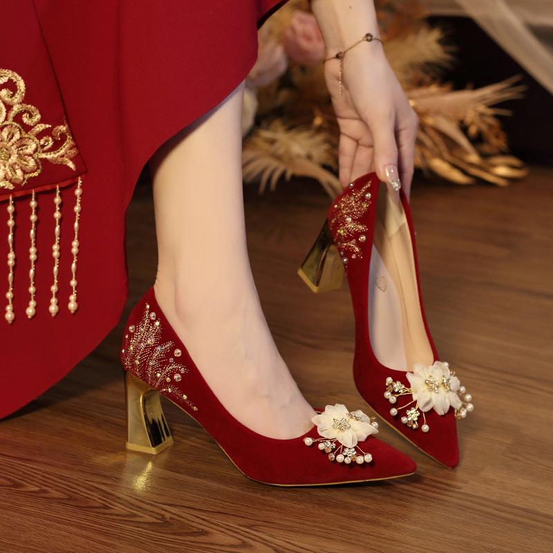 Fashion New Women Pumps Wedding High Heels Shoes Comfortable Lightweight Sole Non-Slip ) Floral Patterned Strapless Sandals Formal