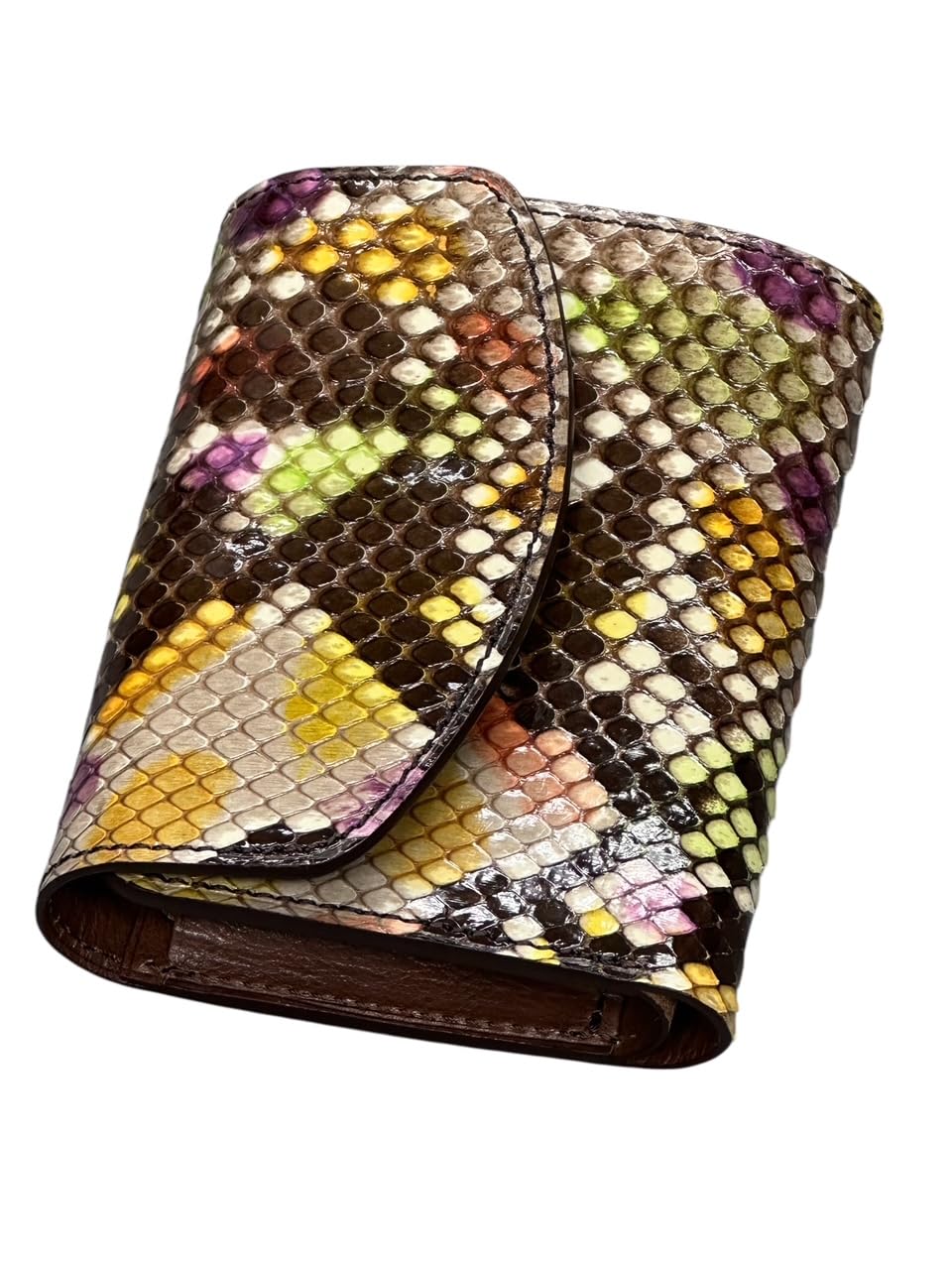 

LESAC Exotic Leather Tri-fold Wallet 8214 Candy Colorful Quattro Gatti Made in Japan Compact Wallet Mini Wallet Genuine Leather Luxury Wallet Men s