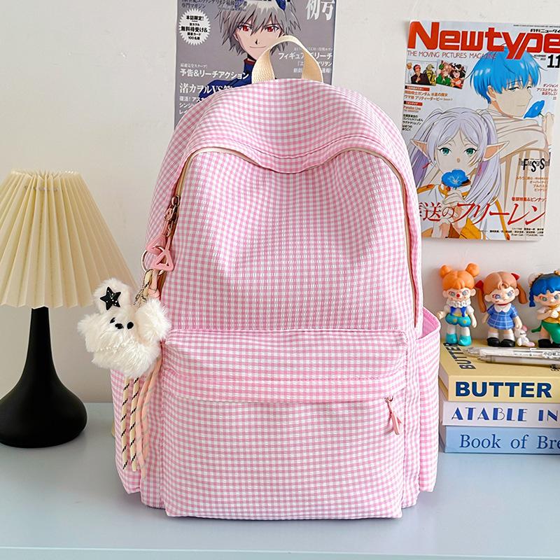 Going Out Schoolbag Female College Student Fashion Autumn And Winter Cute High-Value Plaid Back Junior High School Backpack