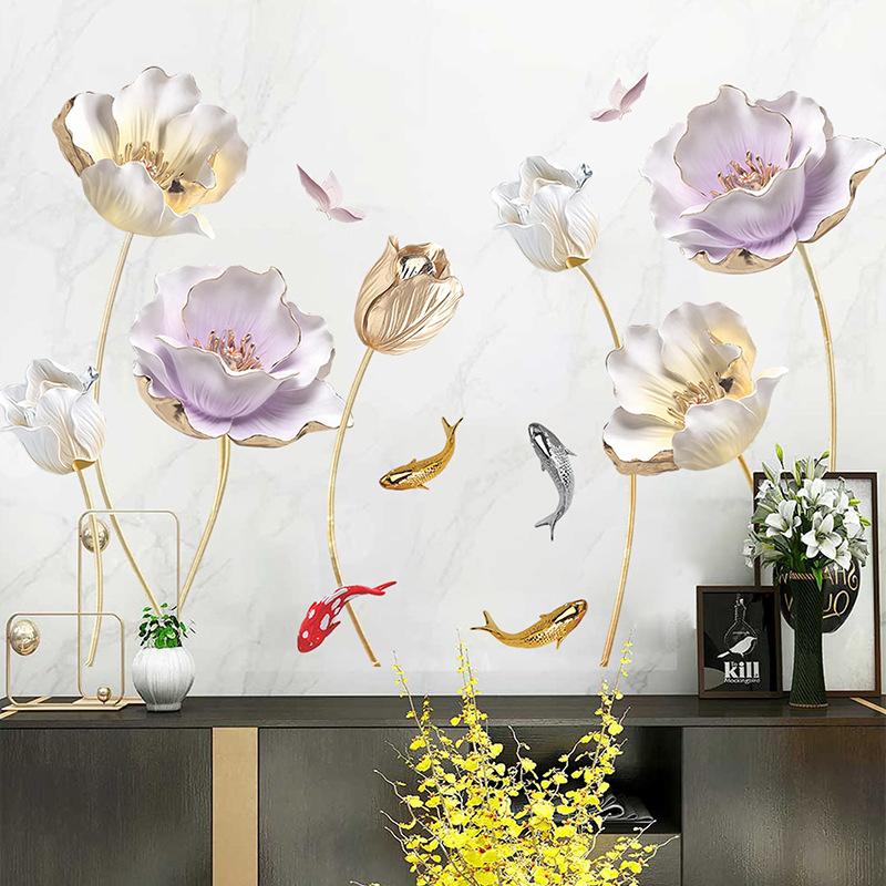 Tulip Wall Sticker 3D Butterfly Flower Stickers Removable Living Room Bedroom Bathroom Wallpaper Home Decor Decoration Posters