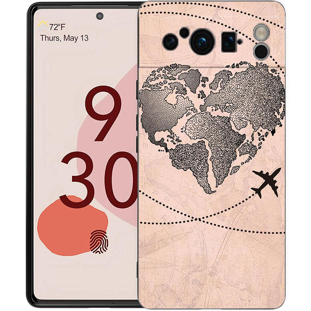 

Phone Case Cover for Google Pixel 9 8 7 6 7A 6A Pro Shockproof Soft TPU 9 Pro XL Shell Capas Travel-Inspired Airplane Route Bags Pixel 7 Pro