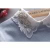 Women White Fake Collars Lace Mesh Floral Blouse Half Shirt Top Detachable Collar Femme Removable Beads False Collars Accessory