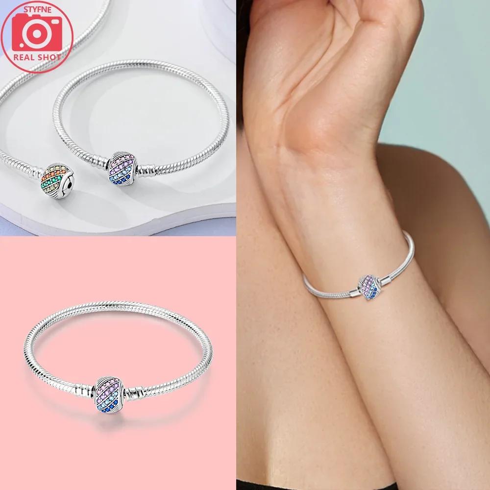 Sliver Bracelets Heart Lucky Eyes Bracelets Female Anniversary Party Fine Bracelets Bangles Jewellery Gifts for Women