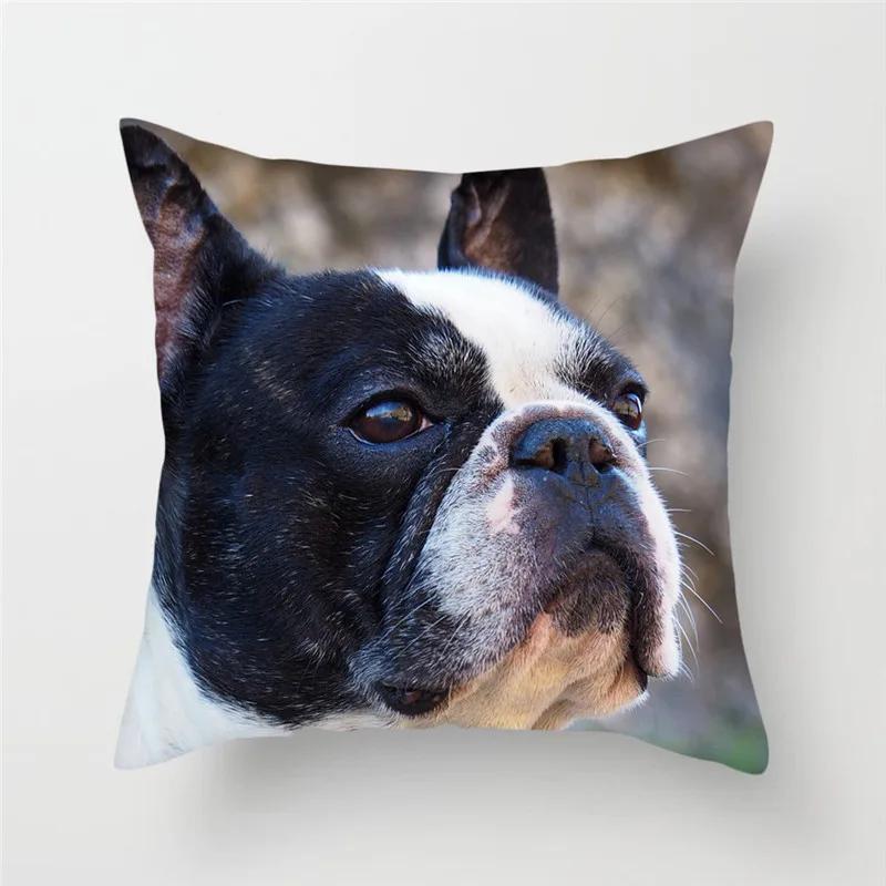 French Bulldog Polyester Cushion Cover Animal Dog Printed Pillow Cover For Sofa Home Living Room Decorative Pillowcase 45X45Cm