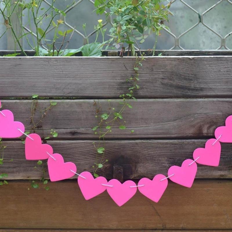 1 Set Paperboard Heart-shaped Garland Bunting Banners & Flags Valentine's Day Party Wedding Room Hom