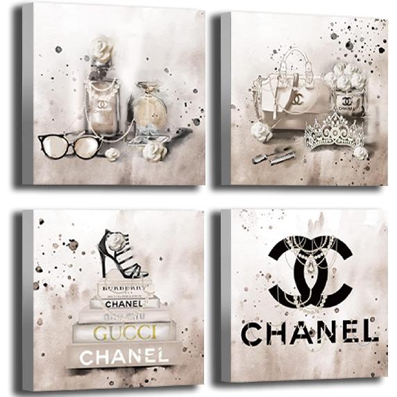 Meetdeceny Beige Canvas Prints Artwork Fashion Bedroom Wall Decor Girls Handbag Wall Art for Living Room Perfume Wall Decorations Painting Art 10 x