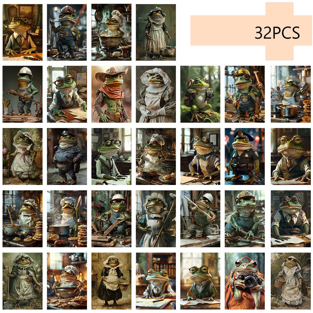 

32 шт., Забавная открытка с лягушкой, Абстрактная, Подарок на День Рождения/Юбилей, Коллекционная, Подходит для подарка, Можно отправить по почте.