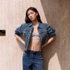 CALVIN KLEIN SS25 Jeans CK All-Over Print Vintage Washed Cropped Denim Jacket Women 47B010G