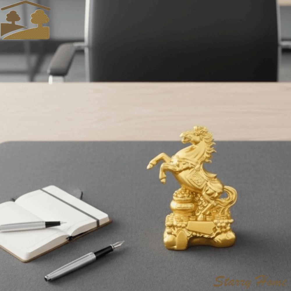 Lucky Charm Zodiac Animal Horse Sculpture Creative Feng Shui Design PVC Statue Fortune Wealth Cute Desktop Ornament Gift Idea