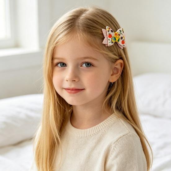 Glitter Bow Hair Clips for Girls Back to School Girls, Double Layer Artificial Leather Lightweight Bows Pin, Accessories with Secure Grip Design
