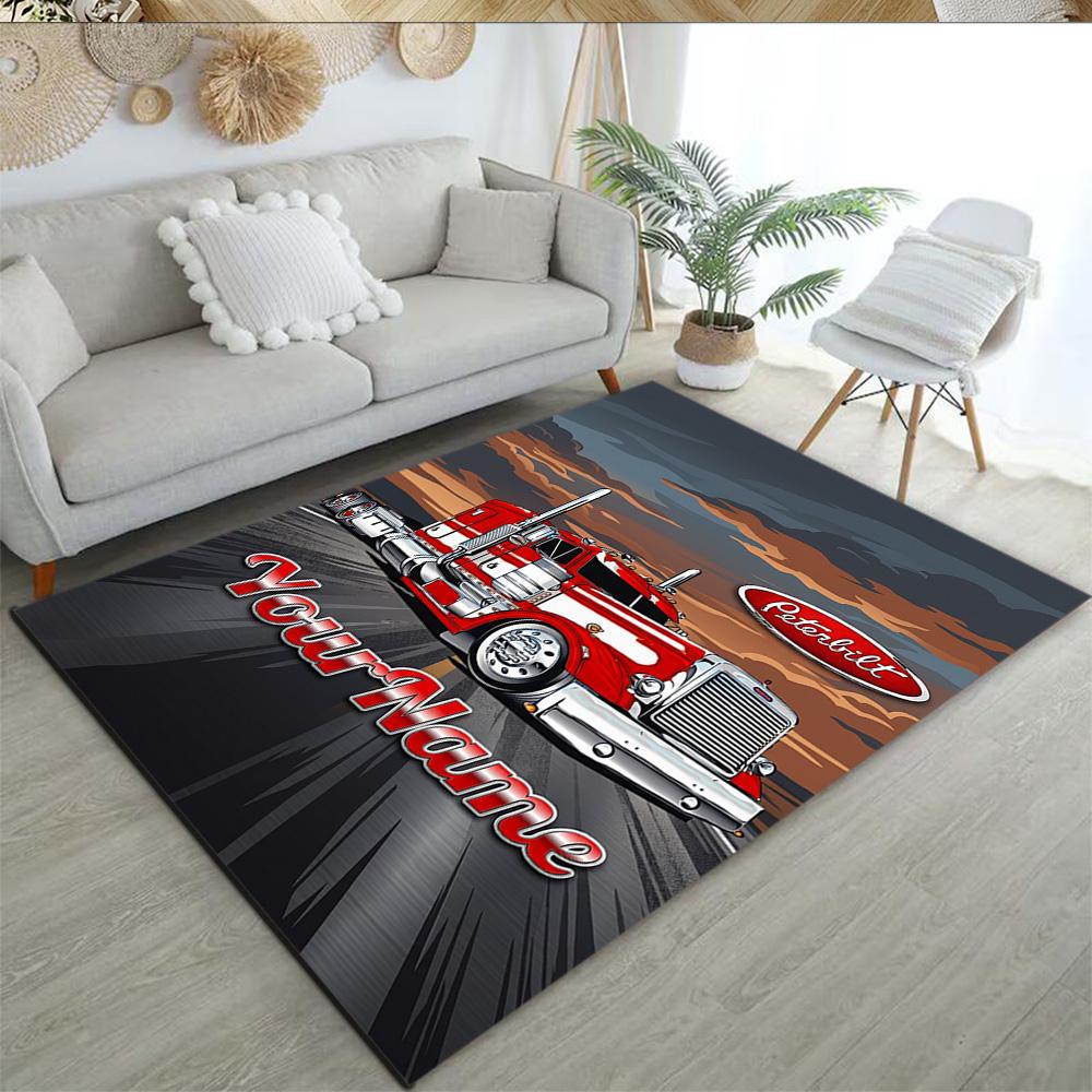 Peterbilt Heavy Trucks Customizable Name Floor Rug Office Rug Perfect for Entryway Study Room Game Room Playrooms Antislip Carpet Anime Office Decor